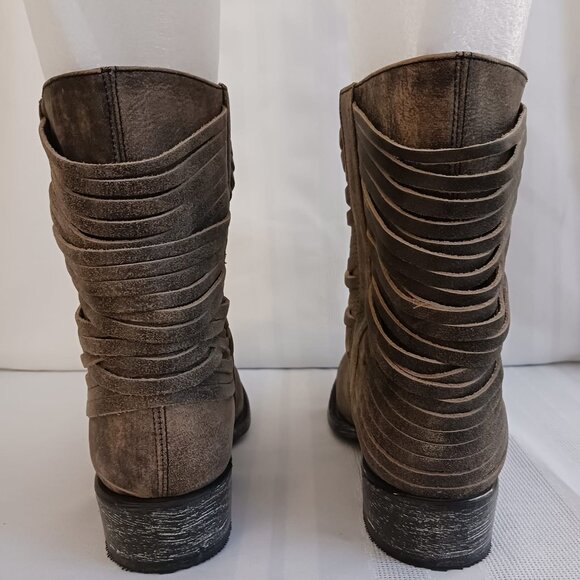 NIB Size 8.5M Matisse Black Fringe Pull on Distressed Boot - Picture 6 of 10